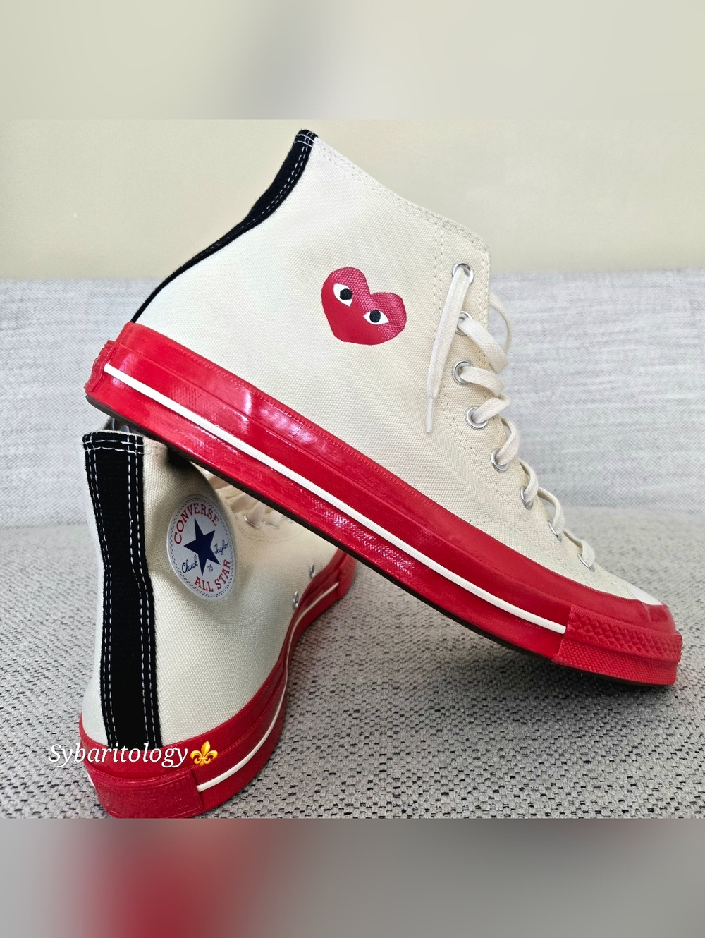 NWT Comme des Garçons × Converse, Off White/Red Sole High Top Size: 10